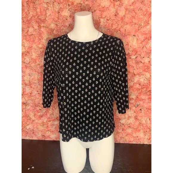 Jjill Wearever 3/4 Shirt Medium Black and White - Picture 1 of 4